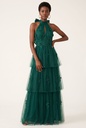 Emerald Tiered Appliqué Dress - front