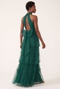 Emerald Tiered Appliqué Dress - back