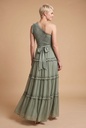 Sage One-Shoulder Ruffle Maxi Dress - back