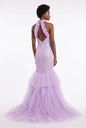 Lilac Petal Halter Fishtail Dress - back