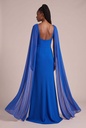 Cobalt Square-Neck Cape Column Dress - back