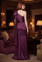 Plum Draped-Shoulder Bow Dress - back