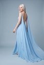 Sky Blue Beaded Cape Dress - back