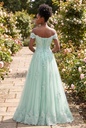Mint Off-Shoulder Lace Ballgown Dress - back