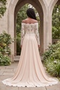 Champagne Off-Shoulder Lace Dress - back