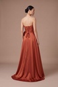 Terracotta Strapless Rosette Dress - back