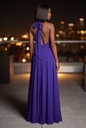 Royal Purple Halter Chiffon Dress - back
