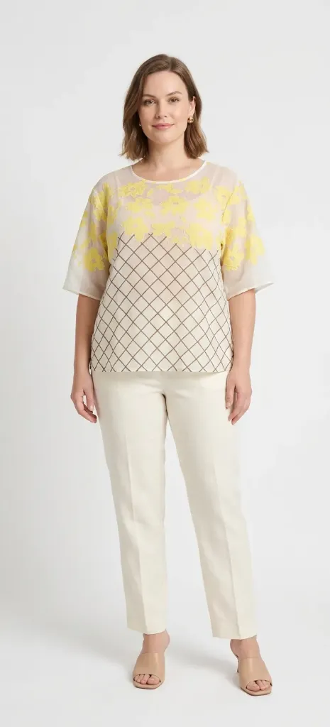 Yellow Floral Short-Sleeve Blouse (6)