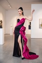 Pétale Black Fuchsia Strapless Petal Dress