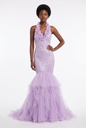 Violette Lilac Petal Halter Fishtail Dress