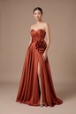 Rousse Terracotta Strapless Rosette Dress