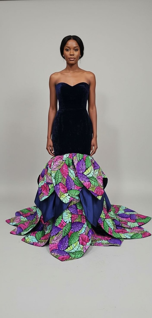 Midnight Garden Navy Velvet Dress