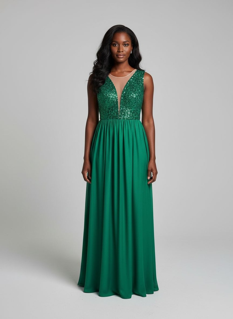 Selene Emerald Sequin Gown