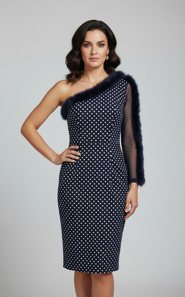 Mireille Navy Polka Dot Dress